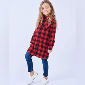 Kids Red and Black Plaid Button Down Shirt
